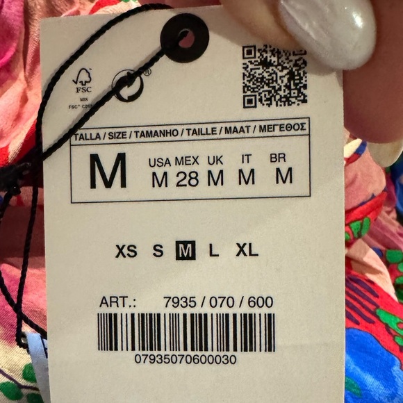 🦋 Bloggers Favorite 🦋 Zara Floral Top Long Sleeve Crop Waistband Sz M - Picture 16 of 16